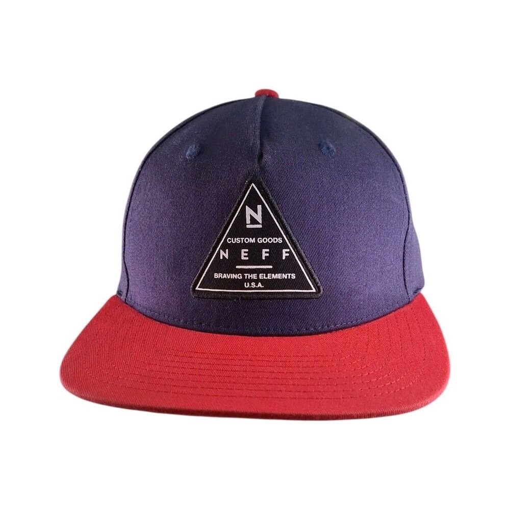 Neff Hat Snapback Blue Red Triangle Logo Skate Streetwear Cap Adjustable